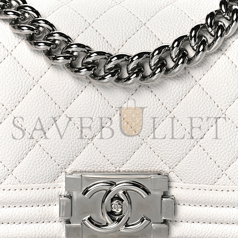 CHANEL CAVIAR QUILTED SMALL BOY FLAP WHITE A67085 B10211 10601 (20*12*8cm)